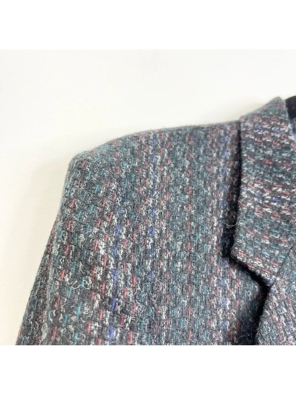 Vintage 100% wool black multi colour tweed blazer 40 R - Picture 8 of 12